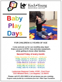 Baby Play Days Flyer 2013 Dates