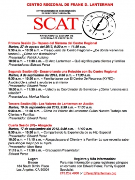 graphic of the August 2013 SCAT flyer