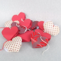heart-shaped origami in various Valentine-print paper